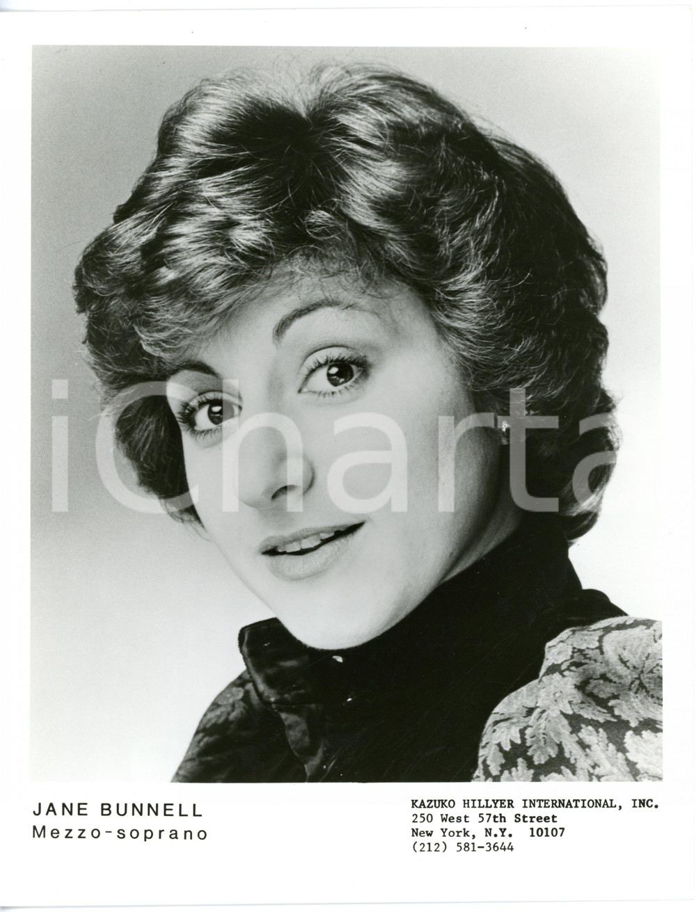 1975 ca NEW YORK LIRICA Mezzosoprano Jane BUNNELL - Ritratto *Foto seriale 20x25