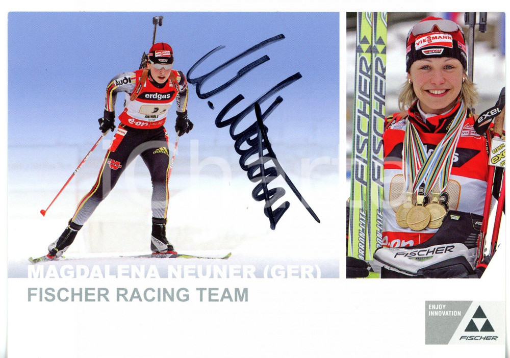 2007 SPORT Biatleta Magdalena NEUNER *Foto seriale FISCHER con AUTOGRAFO