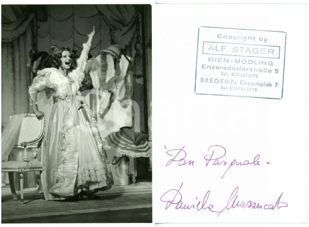 1975 ca LIRICA Soprano Daniela MAZZUCATO in "Don Pasquale" *Foto con AUTOGRAFO