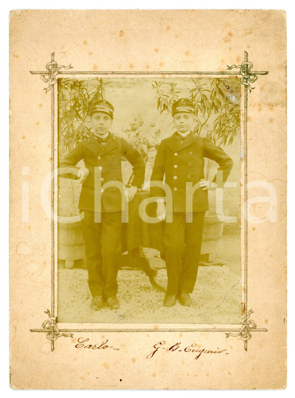 1890 ca COLLEGIO DI SCARNAFIGI Giovani allievi in divisa *Fotografia 13x18 cm