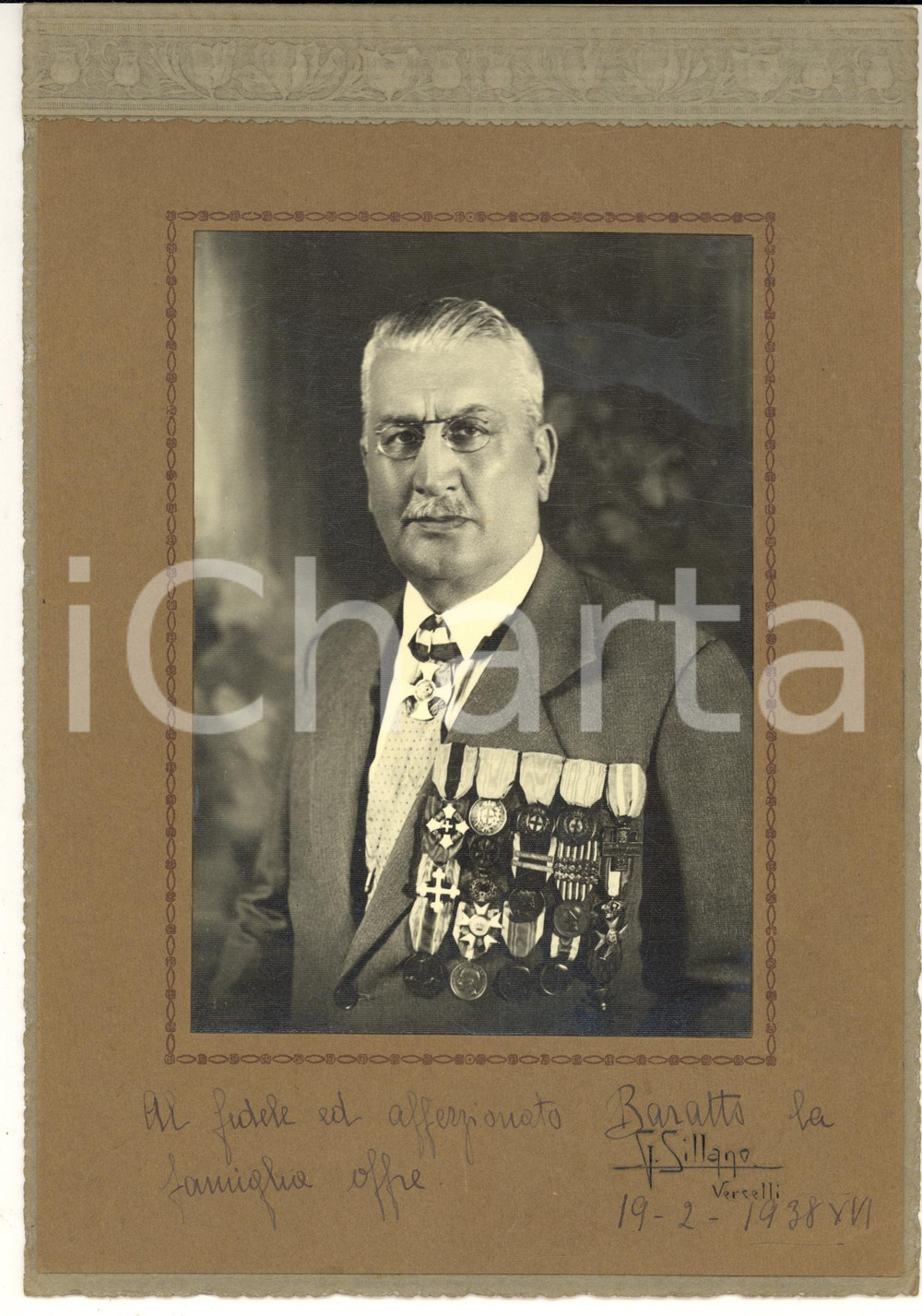 1938 VERCELLI Ritratto di cavaliere con decorazioni - Foto G. SILLANO 20x27 cm