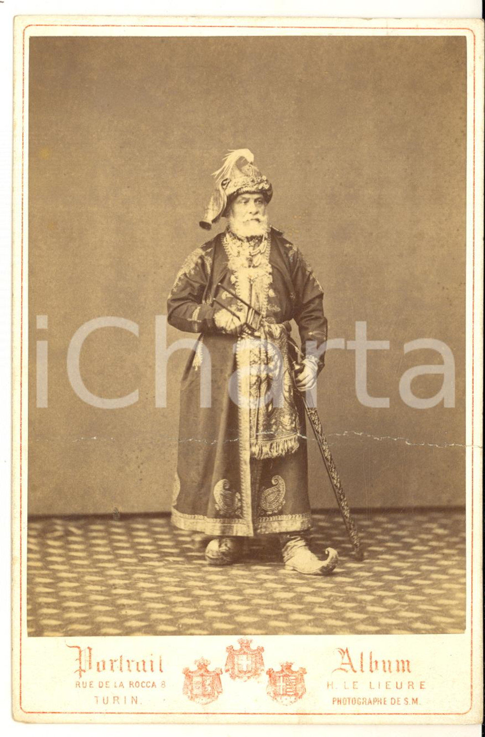 1880 ca TORINO Ritratto di nobiluomo in costume indiano - Foto DANNEGGIATA