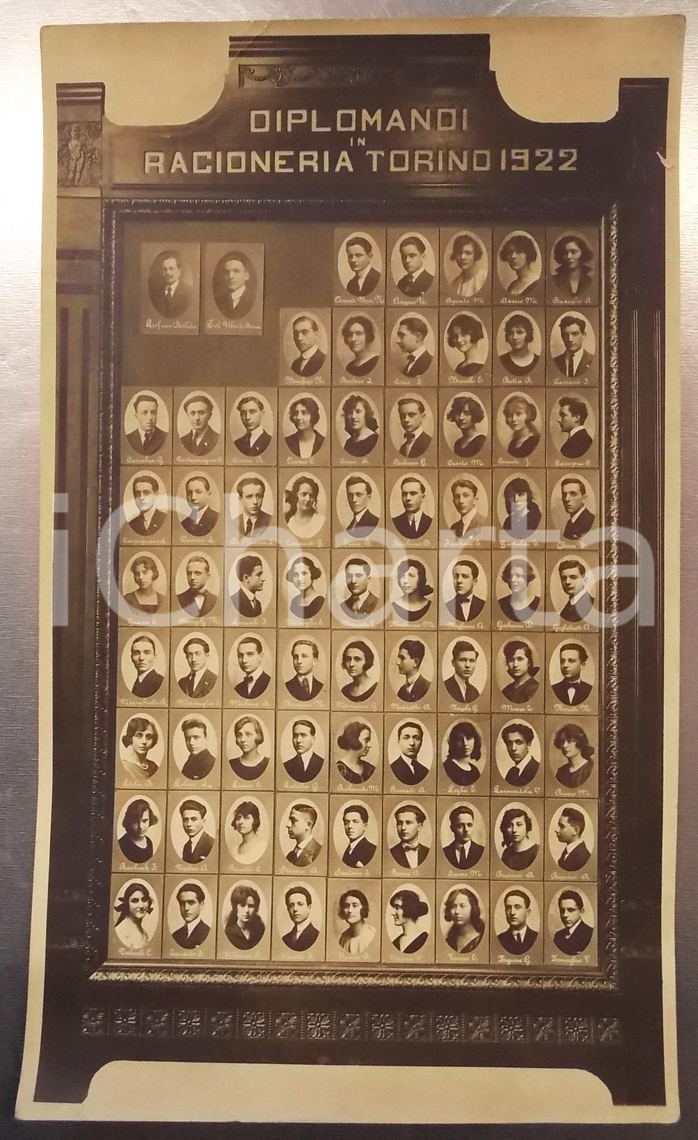 1922 TORINO Studenti diplomandi in ragioneria - Foto ritratti 23x38 cm