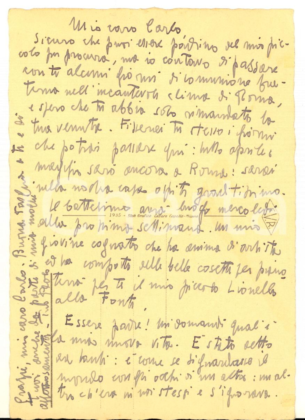 1940 ca ROMA Cartolina Paolo NOBILE con invito a un amico - AUTOGRAFO Cartolina postale con messaggio autografo.Al recto, immagine di Via dell'Impero.CONDIZIONI: G (ma lievi tracce di pastello rosso al recto)FORMATO: FG    originale e autentica 1
