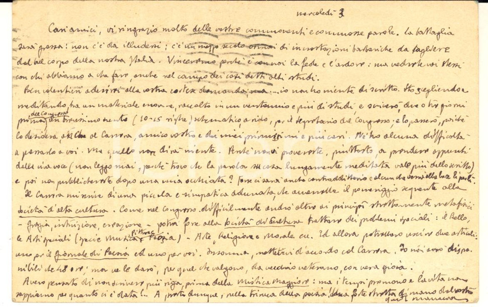 1926 FIRENZE Guido MANACORDA prepara un Congresso di Filosofia - AUTOGRAFO