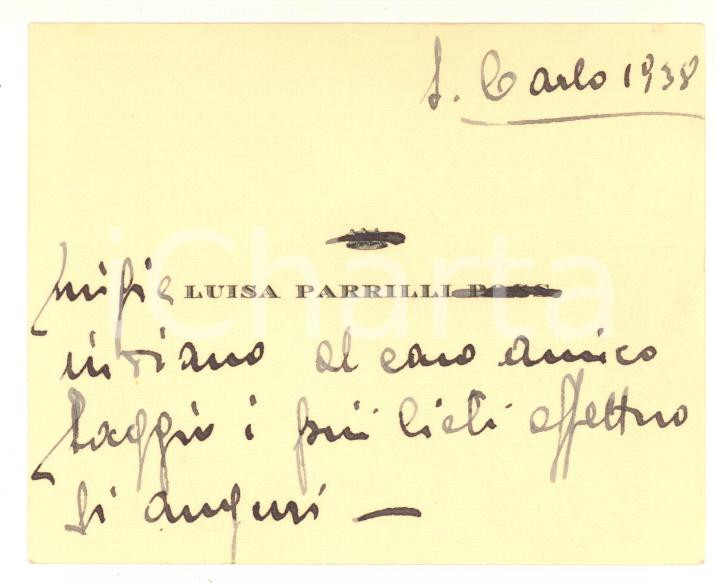 1938 Baroni Luigi e Luisa PARRILLI - Biglietto con messaggio AUTOGRAFO