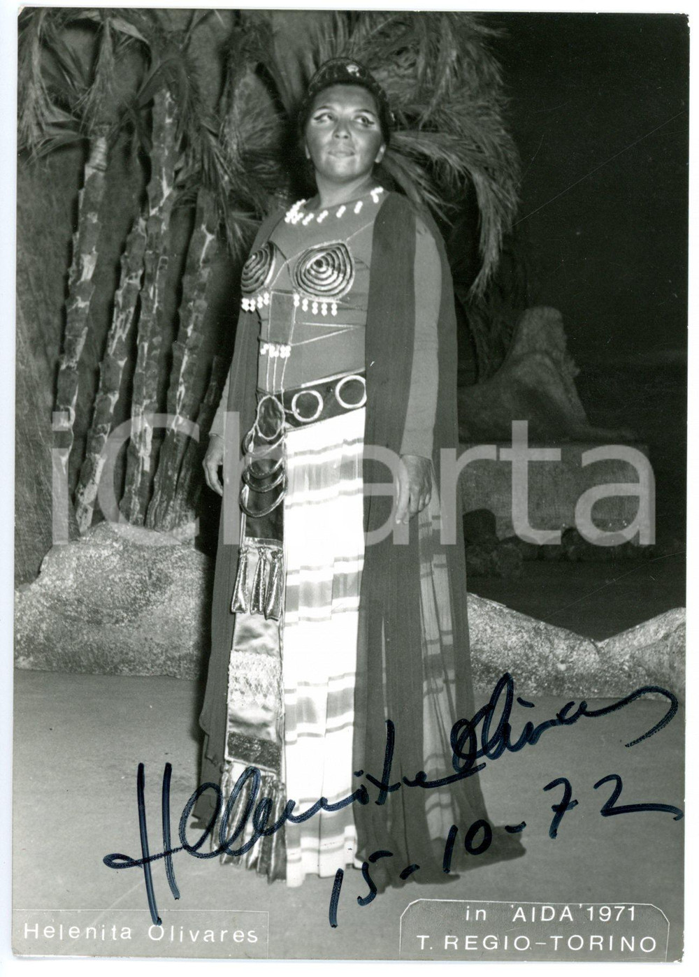 1972 TORINO LIRICA Soprano Helenita OLIVARES in Aida ^Foto seriale con AUTOGRAFO