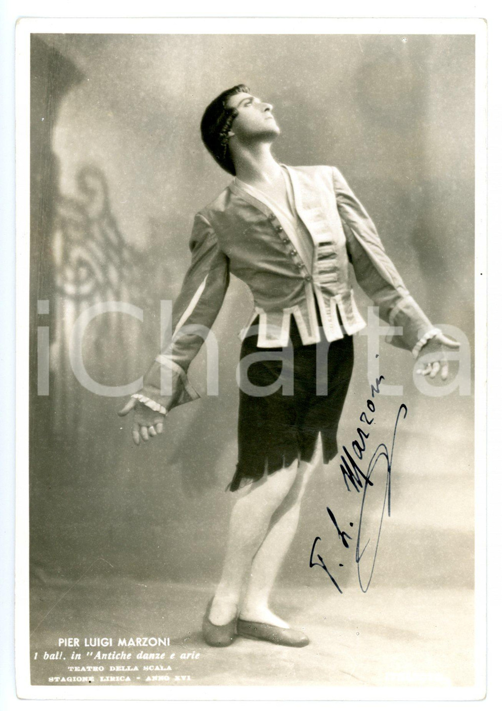 1938 MILANO Teatro alla SCALA - Pier Luigi MARZONI primo ballerino - AUTOGRAFO