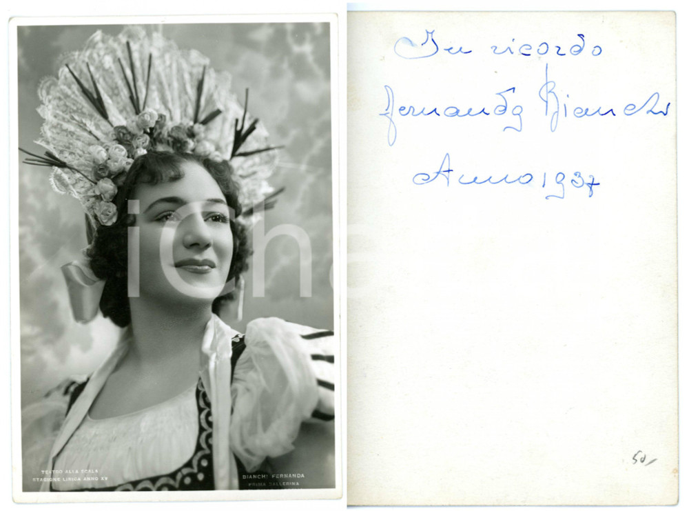 1937 MILANO Teatro alla SCALA - Fernanda BIANCHI prima ballerina - AUTOGRAFO