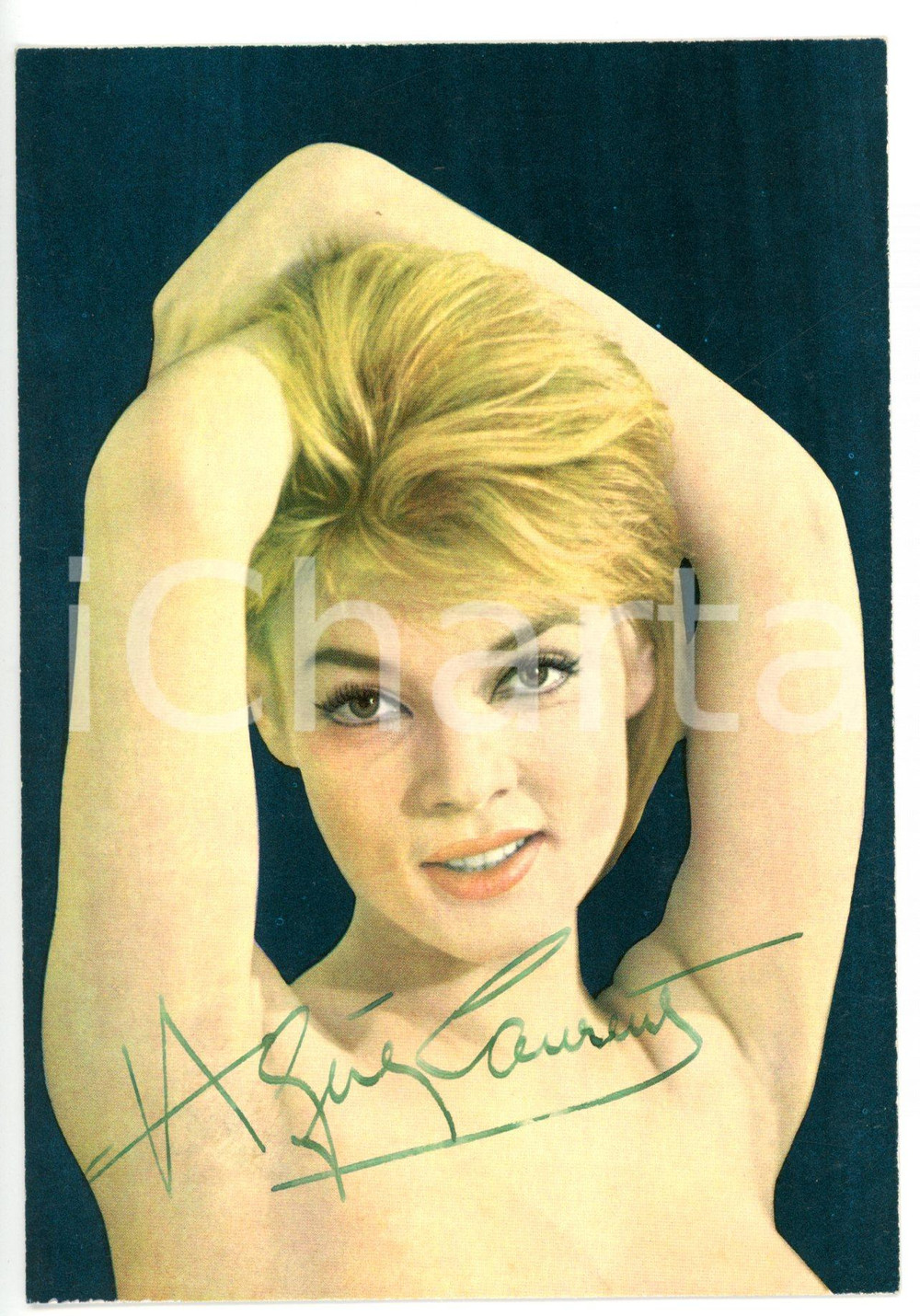 1960 ca CINEMA Attrice Agnès LAURENT - Cartolina con AUTOGRAFO - FG