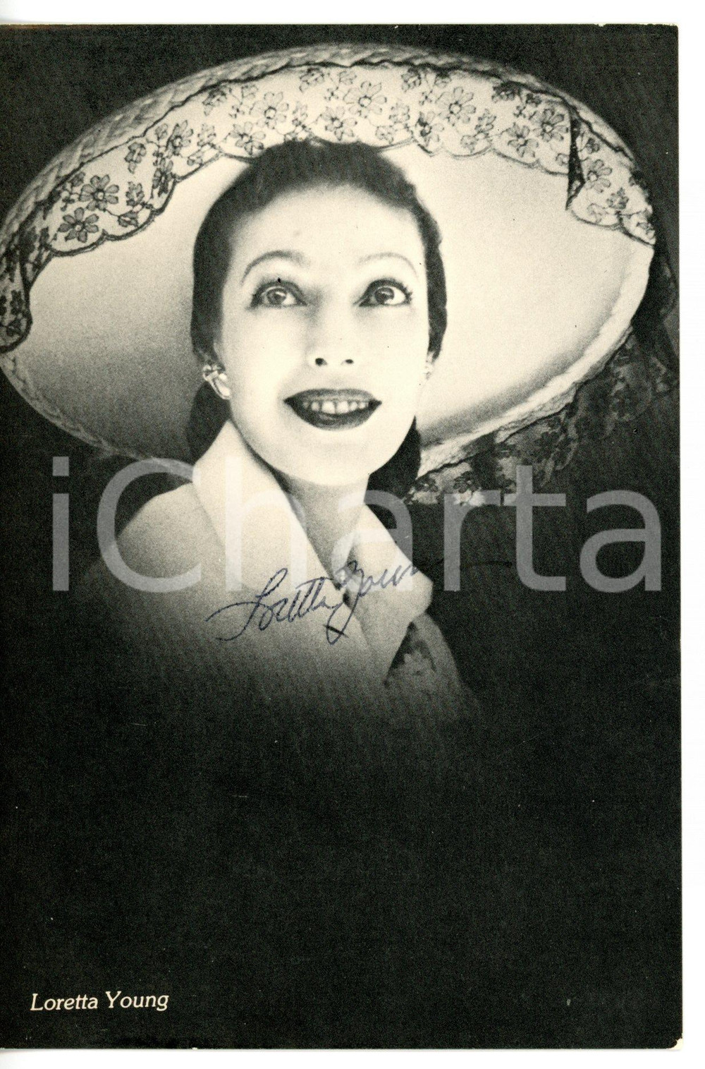 1959 (Ristampa 1980) CINEMA Attrice Loretta YOUNG - Fotocartolina AUTOGRAFO - FG
