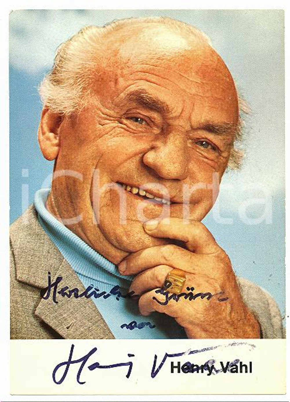 1975 ca GERMANY - CINEMA Henry VAHL Portrait - AUTOGRAFO su foto seriale