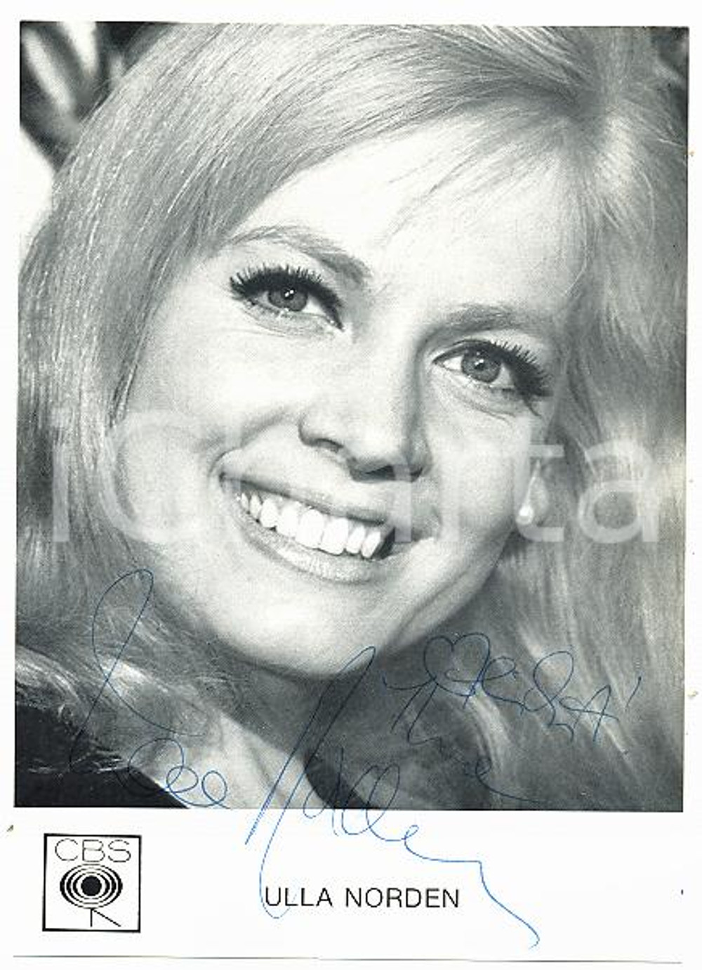1969 GERMANY - MUSIC Ulla NORDEN Portrait - AUTOGRAFO su foto seriale CBS
