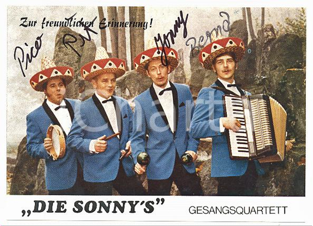 1970 ca GERMANY - MUSIC Gesangsquartett DIE SONNY'S - Foto seriale con AUTOGRAFO