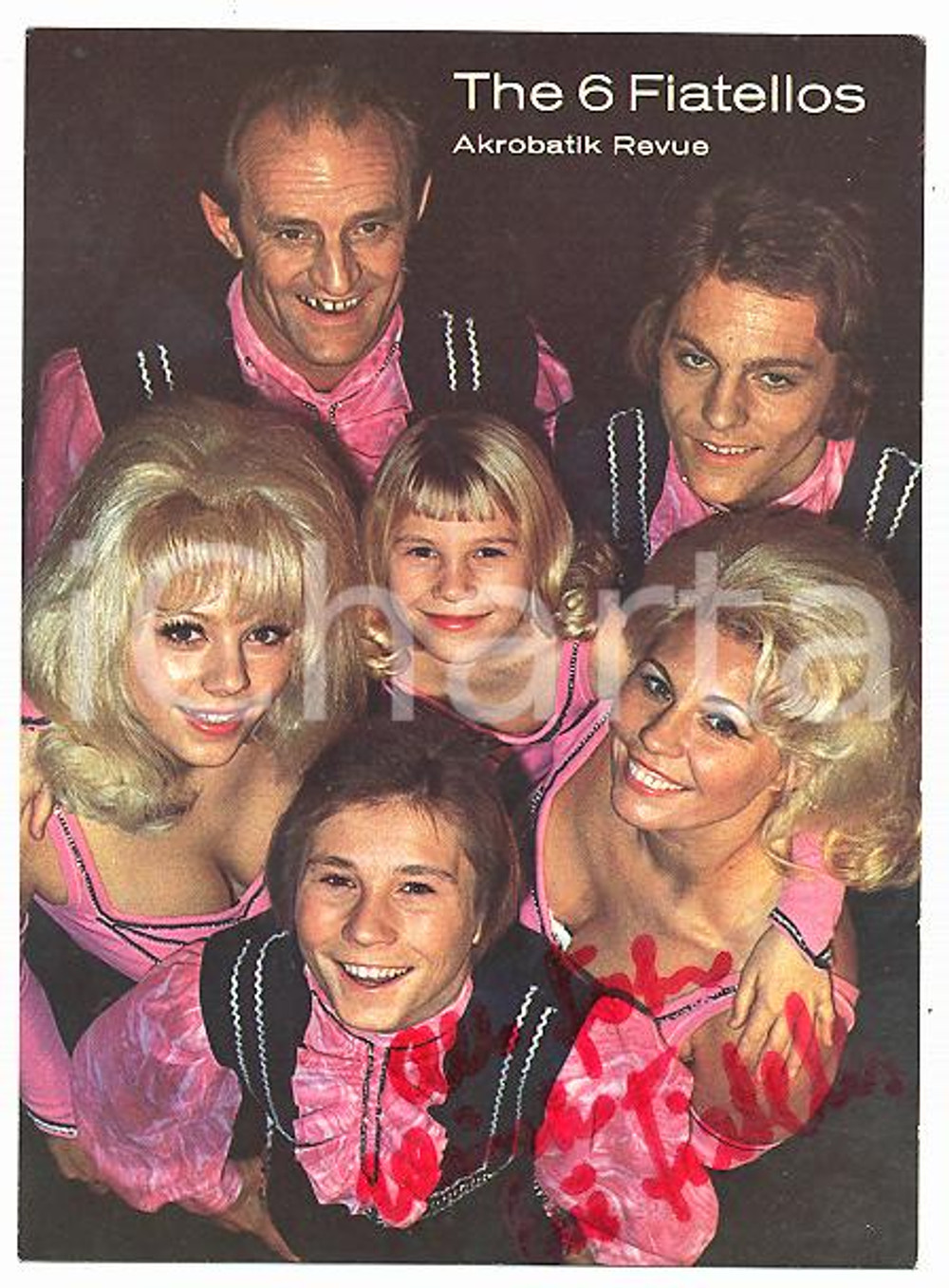 1970 ca GERMANY CIRCUS Akrobatik revue THE 6 FIATELLOS Autografo su foto seriale
