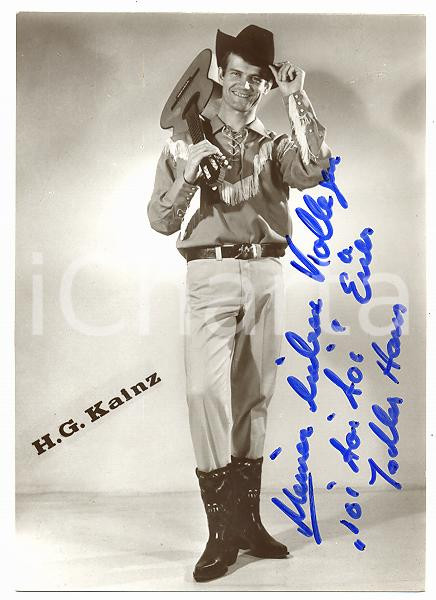 1965 GERMANY MUSIC Hans-Gunter KAINZ dressed as cowboy AUTOGRAFO su foto seriale