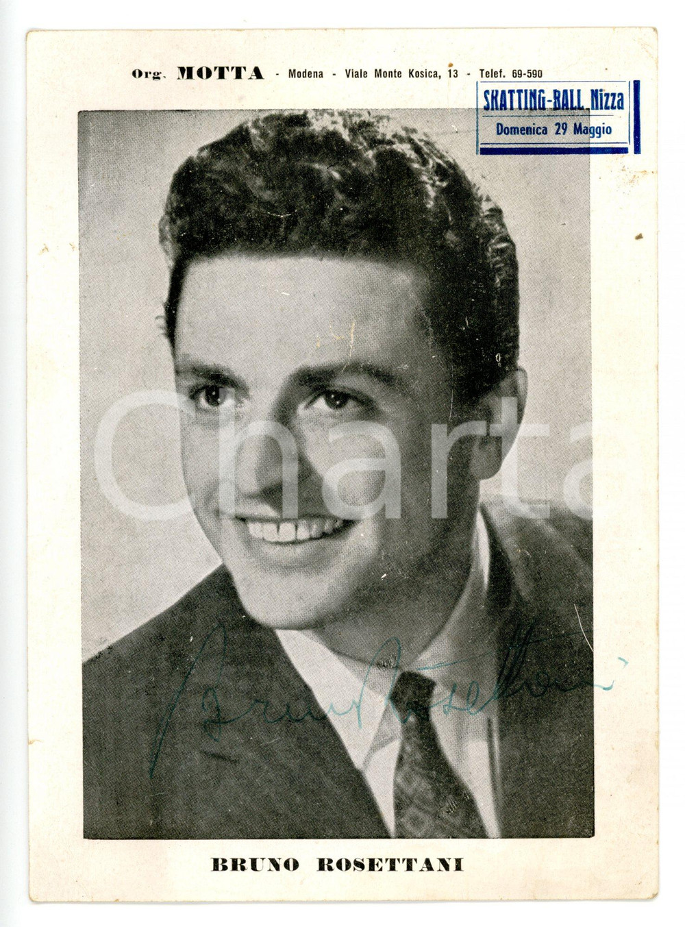 1955 MUSICA Cantante Bruno ROSETTANI - Foto seriale con AUTOGRAFO 11x16 cm