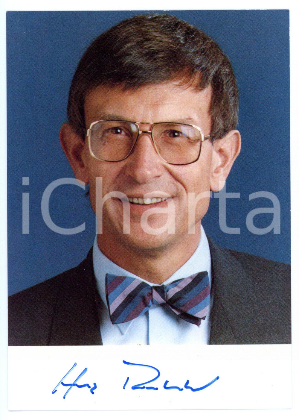 1985 ca GERMANY CDU Ritratto di Heinz RIESENHUBER *Cartolina con AUTOGRAFO