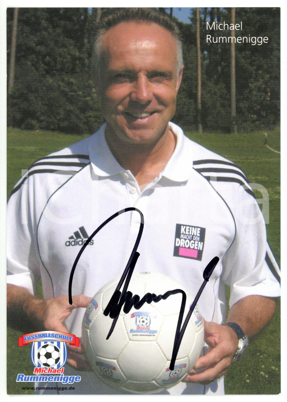 2010 ca CALCIO - FUSSBALLSCHULE Michael RUMMENIGGE *Foto con AUTOGRAFO 10x15 cm