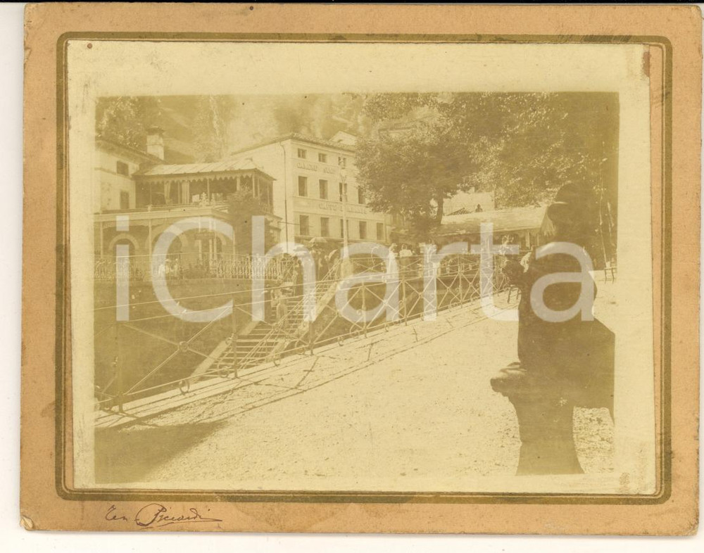 1900 ca AREA DI VARESE Lungofiume con Caffè Lombardo - Foto ANIMATA 14x11