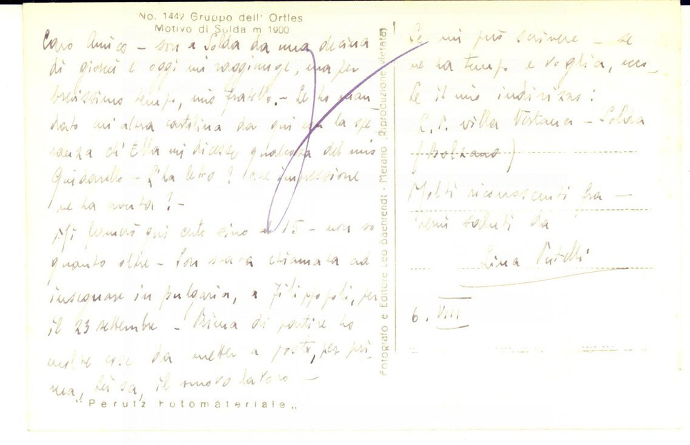 1935 ca SOLDA Lina PUTELLI chiede un parere sul suo libro - AUTOGRAFO