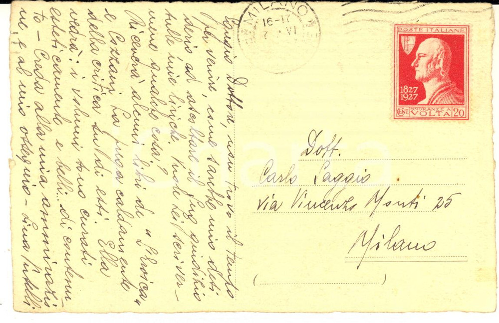 1927 MILANO Cartolina Lina PUTELLI chiede un parere sul suo libro - AUTOGRAFO