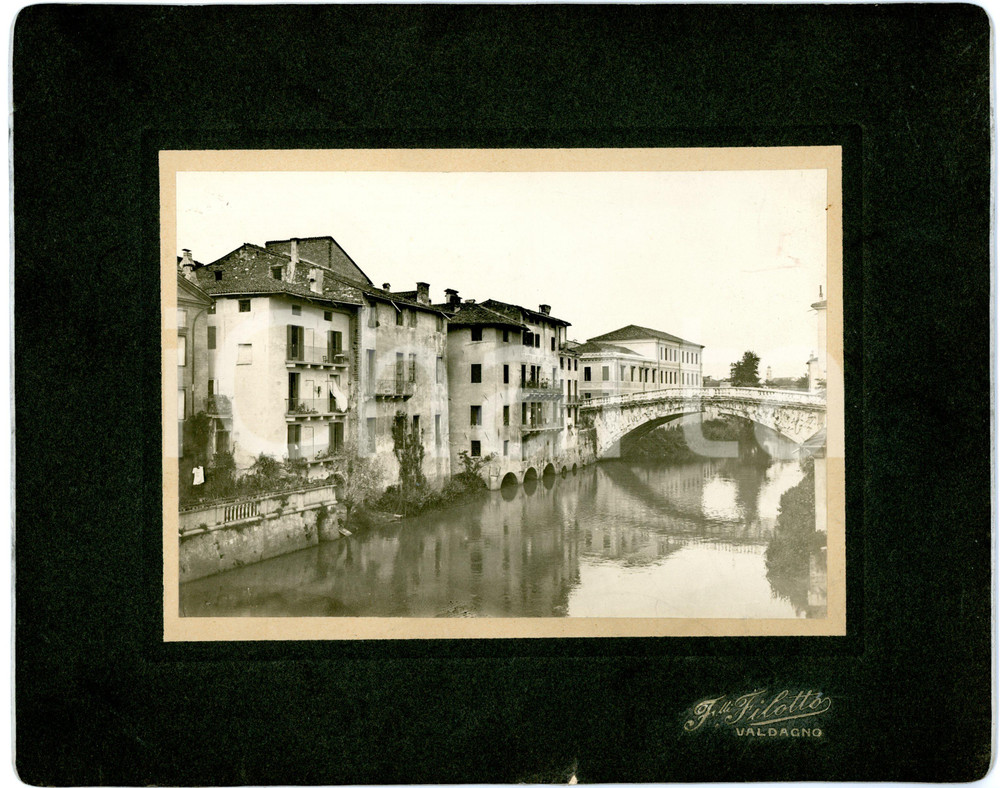 1910 ca VALDAGNO Ponte sul torrente AGNO - Scorcio caratteristico *Foto 26x20 cm