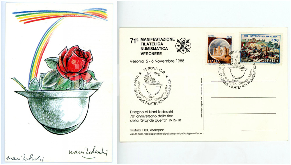 1988 VERONA Nani TEDESCHI *Cartolina con annullo speciale - AUTOGRAFO