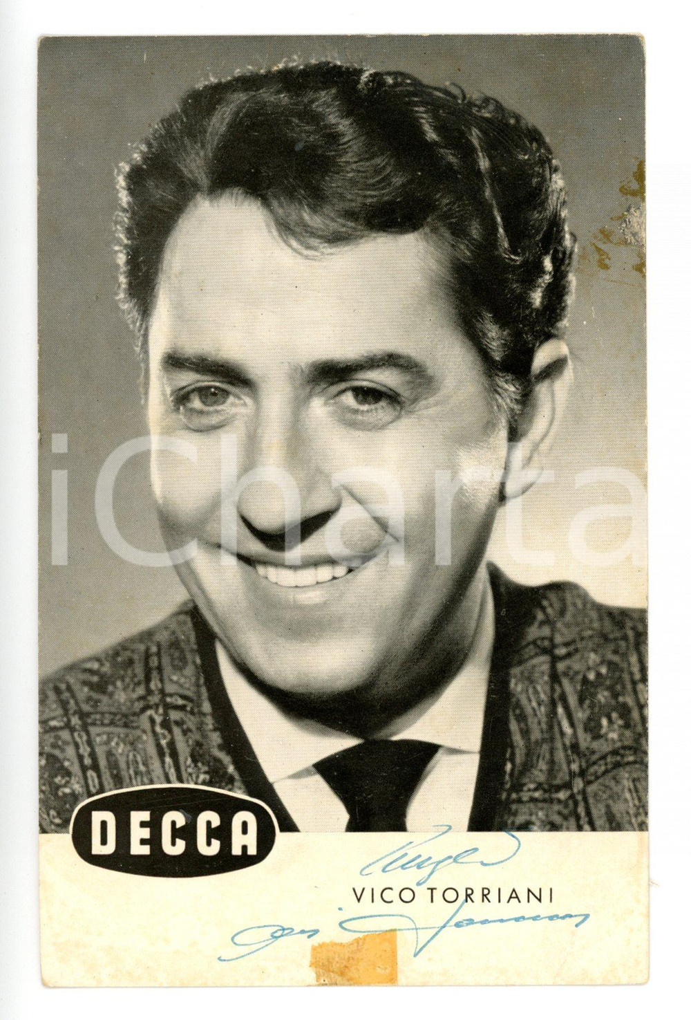 1950 ca MUSICA Cantante Vico TORRIANI *Foto seriale DECCA RECORDS con AUTOGRAFO
