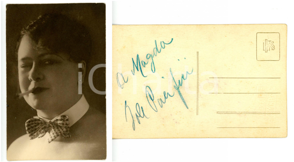 1940 ca Iole PACIFICI - Ritratto con sigaretta - Fotocartolina con AUTOGRAFO