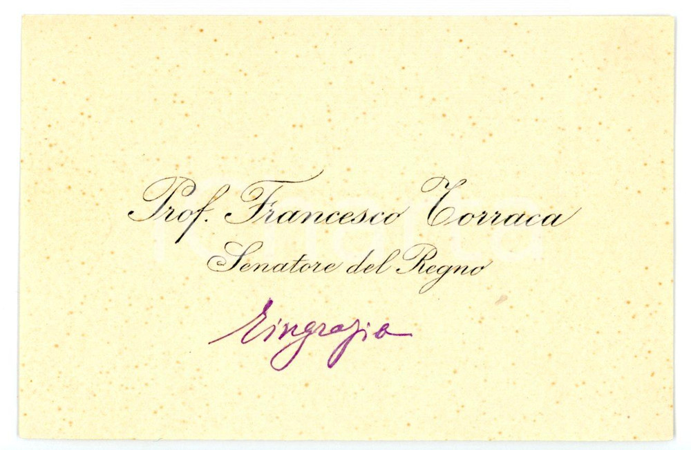 1920 ca NAPOLI Francesco TORRACA Senatore del Regno - Biglietto AUTOGRAFO