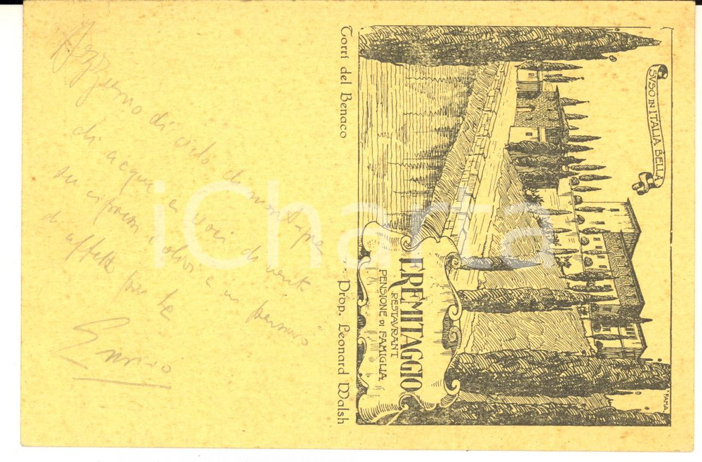 1929 TORRI DEL BENACO Cartolina Enrico TUROLLA con versi - AUTOGRAFO FP VG