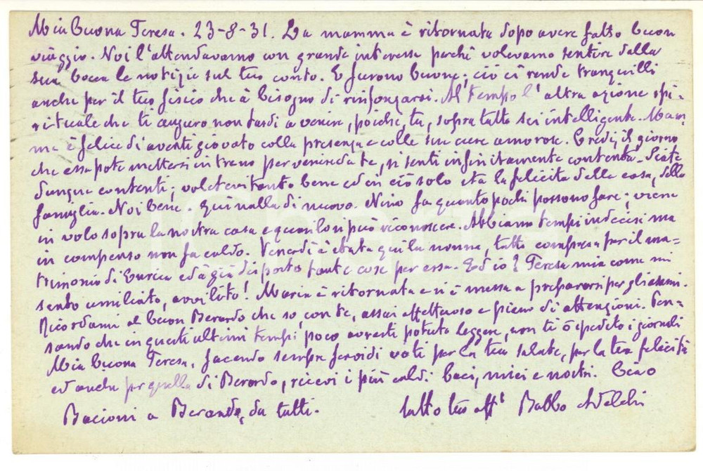1931 UDINE Cartolina Adelchi CREMASCHI alla figlia Teresa - AUTOGRAFO