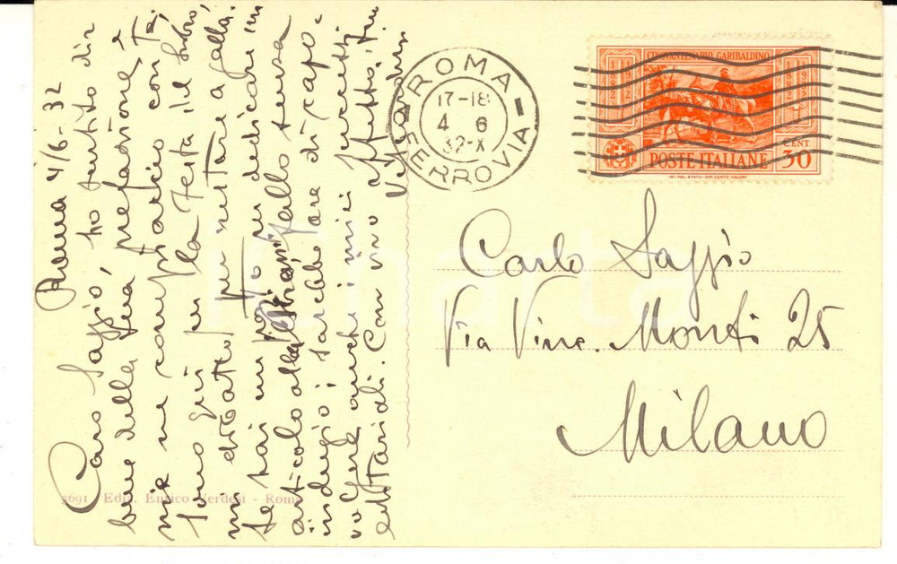 1932 ROMA Mario VISCARDINI alla Festa del Libro - Cartolina AUTOGRAFA Cartolina postale interamente autografa.CONDIZIONI: G FORMATO: FG    originale e autentica 1