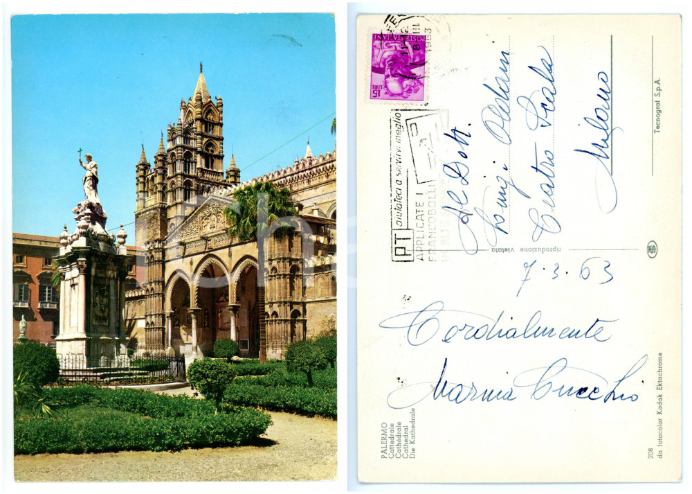 1963 PALERMO - TEATRO Attrice Marina CUCCHIO - Cartolina con AUTOGRAFO - FG