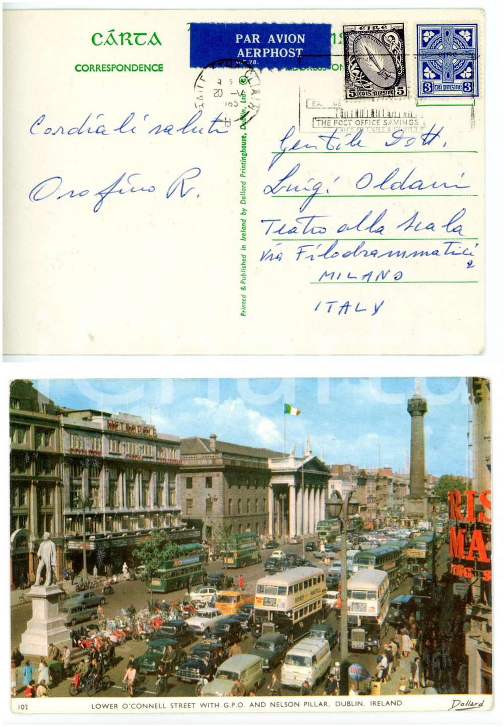 1965 DUBLINO LIRICA Tenore Ruggiero OROFINO - Cartolina con AUTOGRAFO - FG