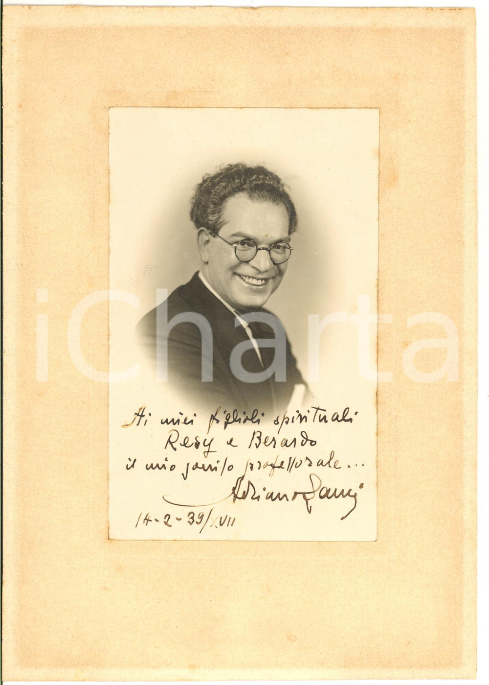 1939 MILANO Ritratto di Adriano LANZI con dedica - Foto con AUTOGRAFO 15x22