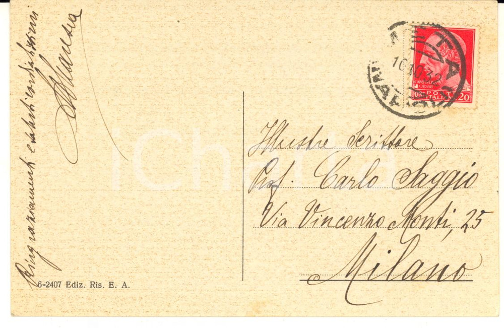 1932 SORRENTO Cartolina Mariano MARESCA per saluti - AUTOGRAFO