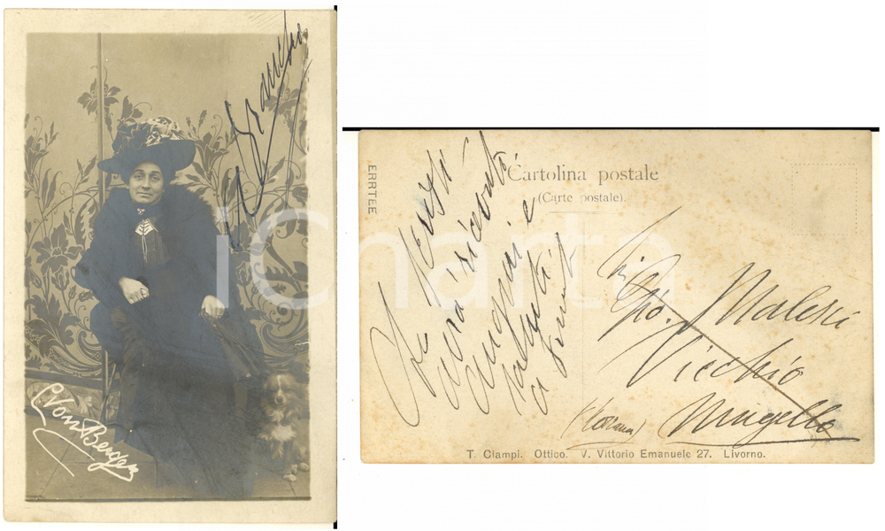 1910 ca Cartolina scrittrice Anna FRANCHI per auguri - AUTOGRAFO FP NV