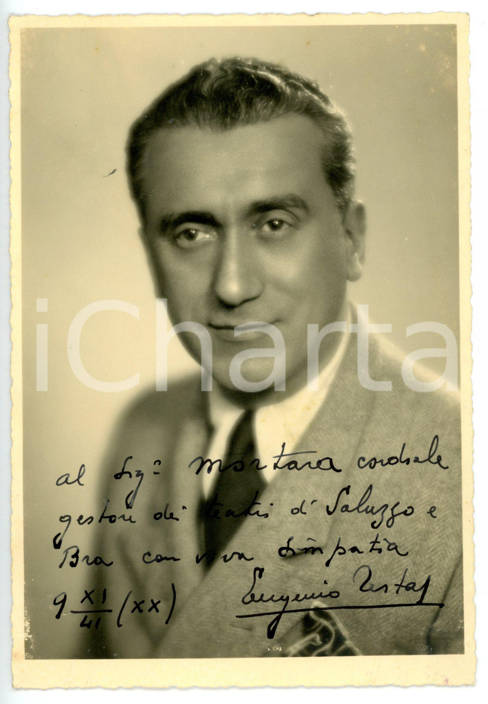 1941 TEATRO Attore Eugenio TESTA *Fotografia seriale con AUTOGRAFO - 12x17 cm