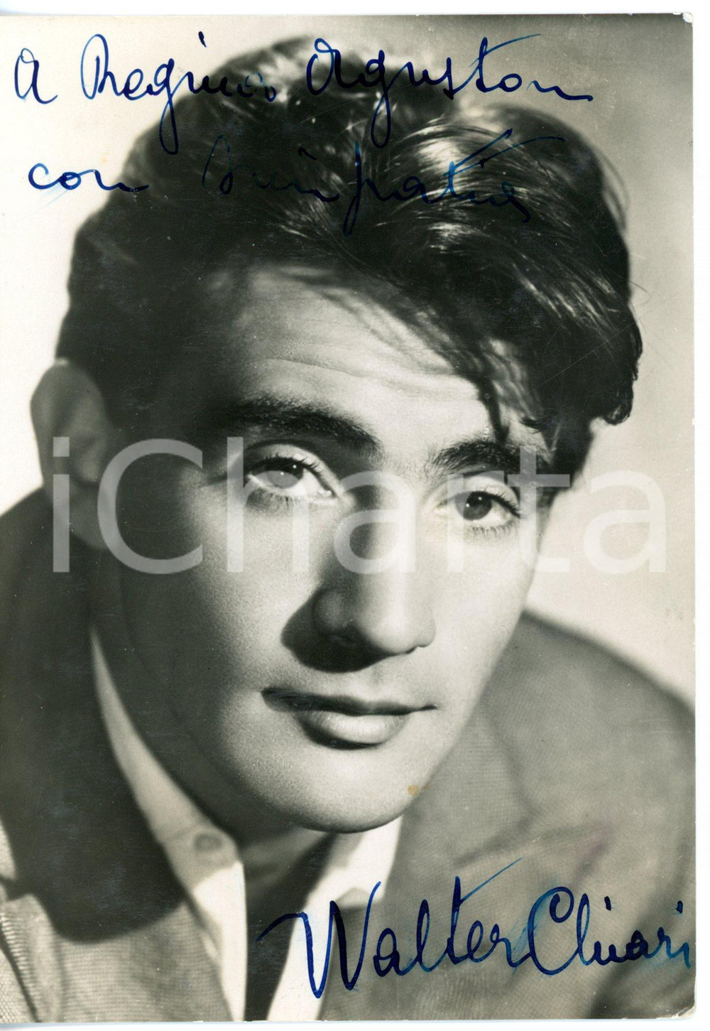 1950 ca CINEMA Attore Walter CHIARI *Fotografia seriale con AUTOGRAFO 10x15 cm