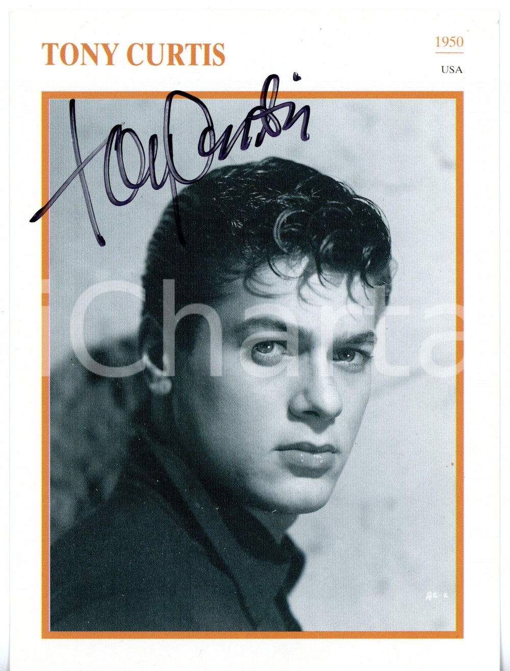 1993 CINEMA Attore Tony CURTIS - Ritratto *Fotografia seriale con AUTOGRAFO