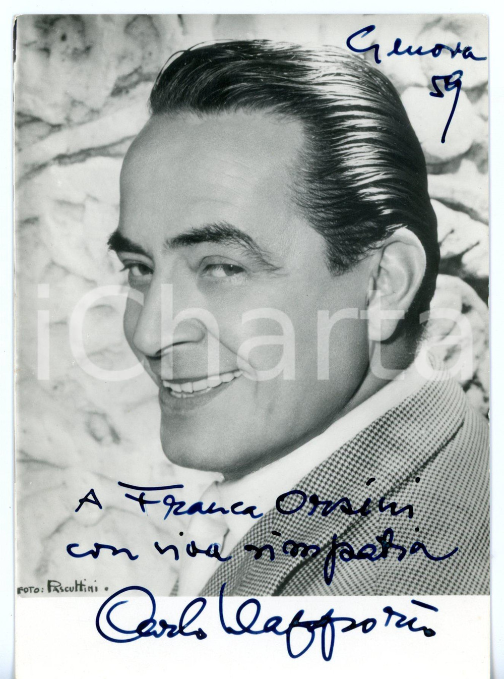 1959 GENOVA Attore Carlo DAPPORTO *Foto seriale con AUTOGRAFO 10x15 cm