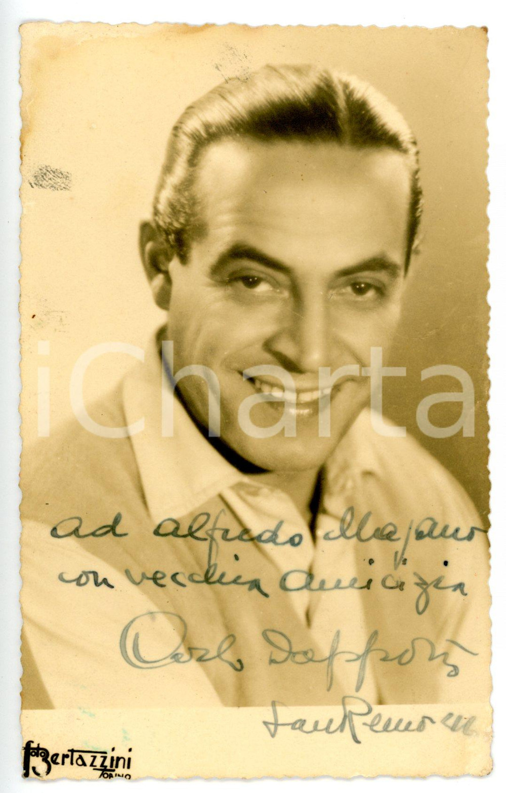 1946 SANREMO Attore Carlo DAPPORTO *Foto seriale con AUTOGRAFO 8x13 cm