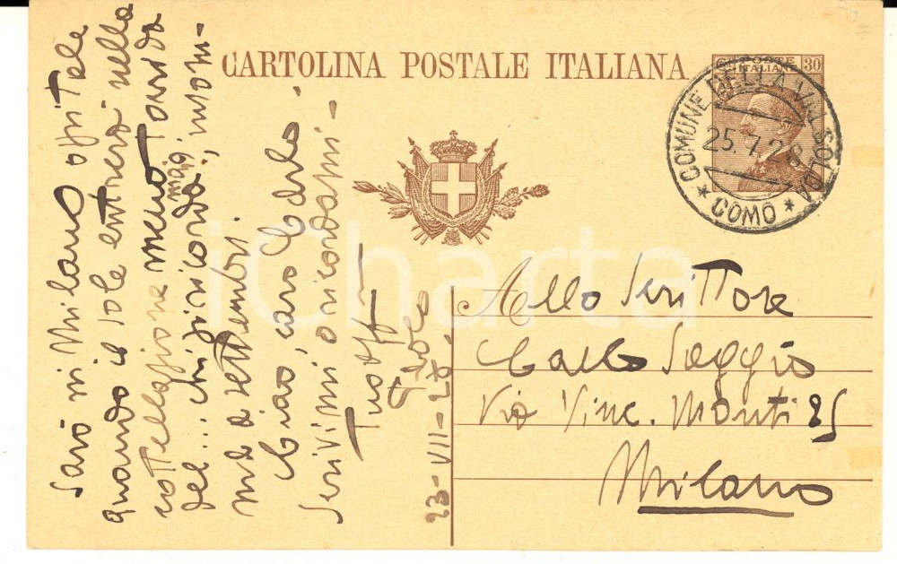 1928 VALSOLDA Poeta Paolo NOBILE non riesce a tornare a Roma - AUTOGRAFO
