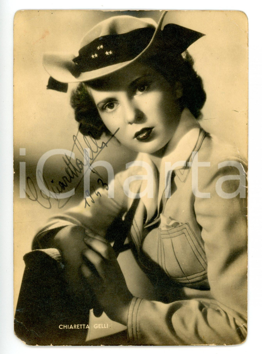 1943 CINEMA Attrice Chiaretta GELLI - Foto seriale ASER con AUTOGRAFO 10x15 cm