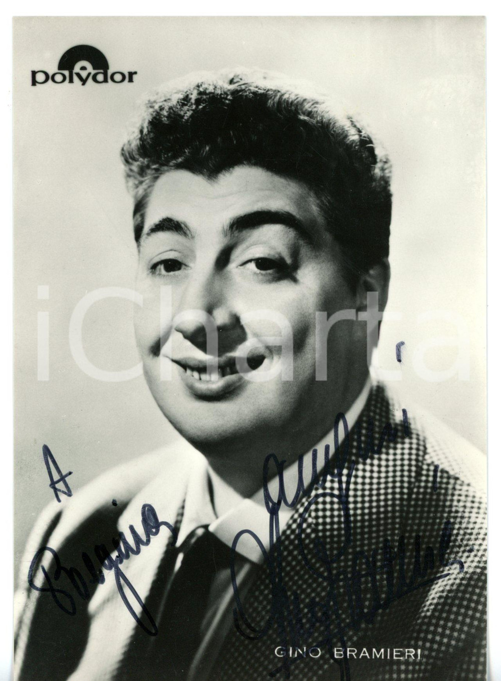 1965 ca MUSICA Gino BRAMIERI - Ritratto *Fotocartolina POLYDOR con AUTOGRAFO