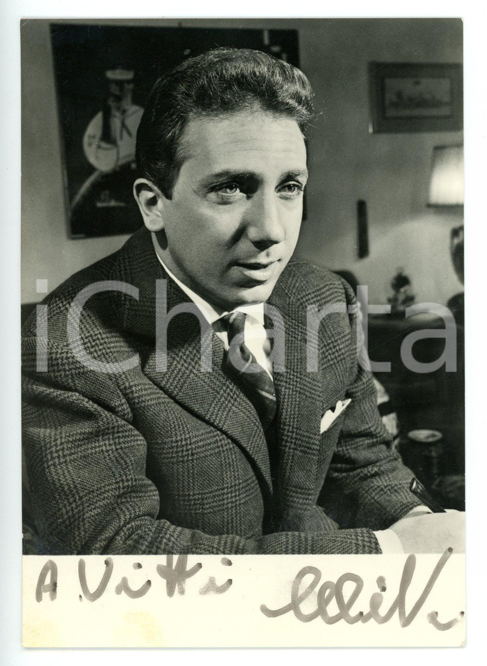 1958 COSTUME Mike BONGIORNO sponsor L'OREAL - Fotocartolina con AUTOGRAFO 10x15