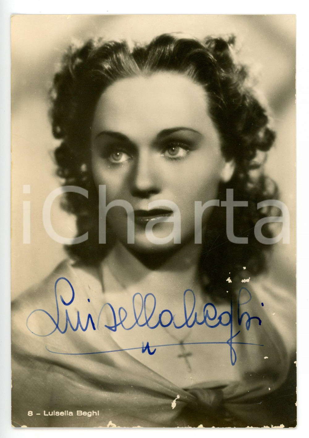 Autografo originale 1940 ca CINEMA Attrice Luisella BEGHI  Fotocartolina ASER con AUTOGRAFO 10x15 cm 1