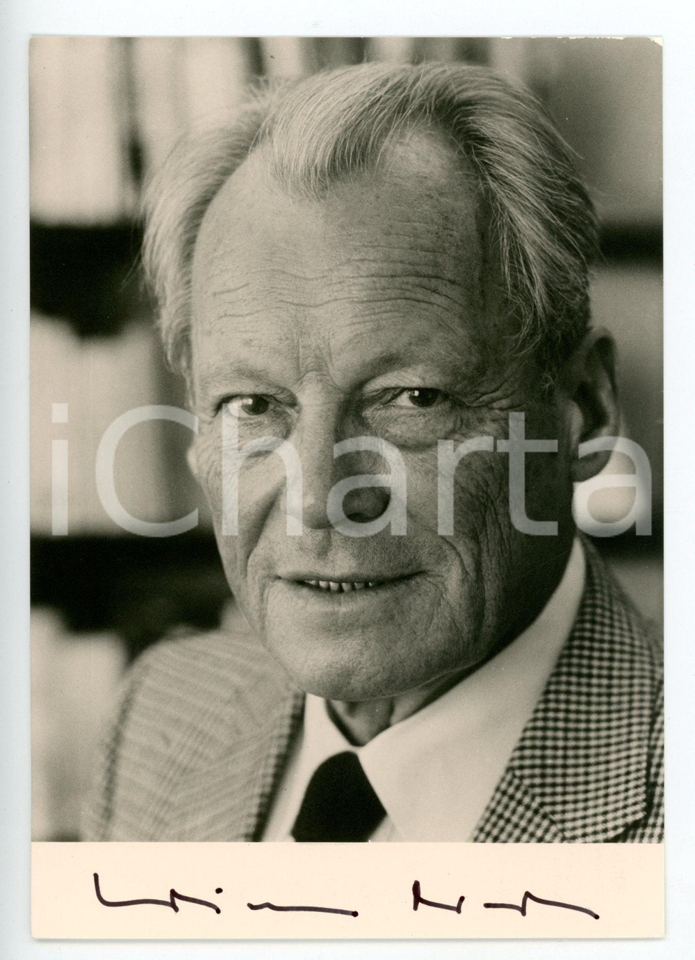 1990 POLITICA - SPD Willy BRANDT - Fotocartolina con AUTOGRAFO